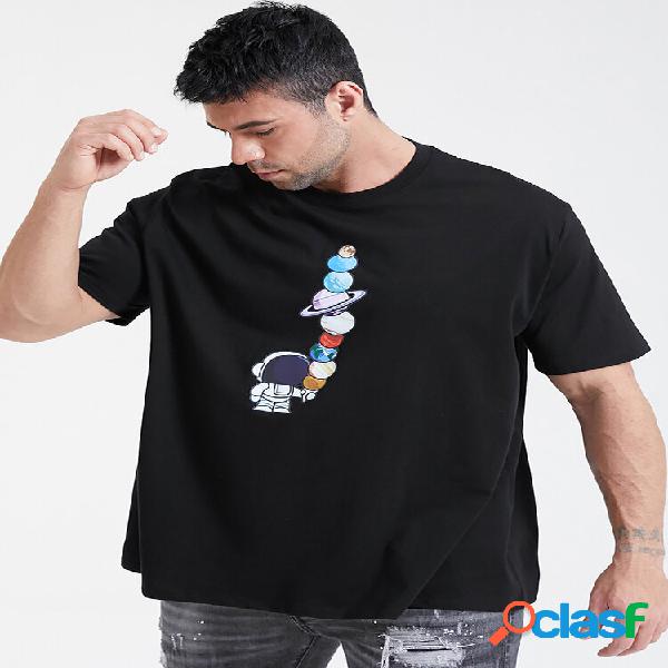 T-shirt da uomo in cotone con stampa astronauta gelato