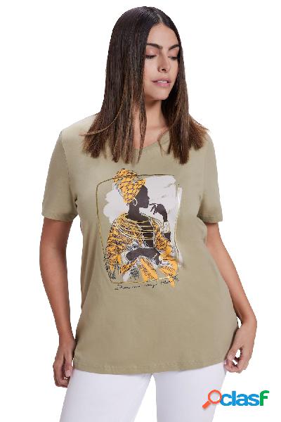 T-shirt dal taglio svasato con design femminile, scollo a V