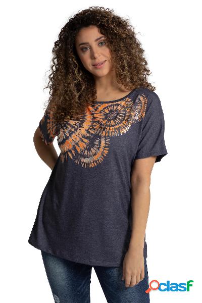 T-shirt oversize con cerchi in stile batik, scollo a