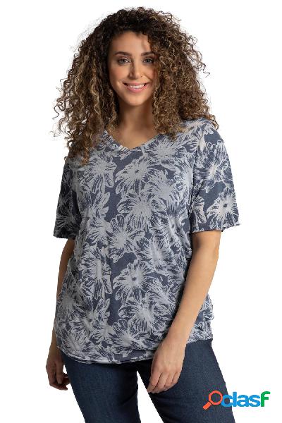 T-shirt oversize con fantasia floreale, scollo a girocollo e