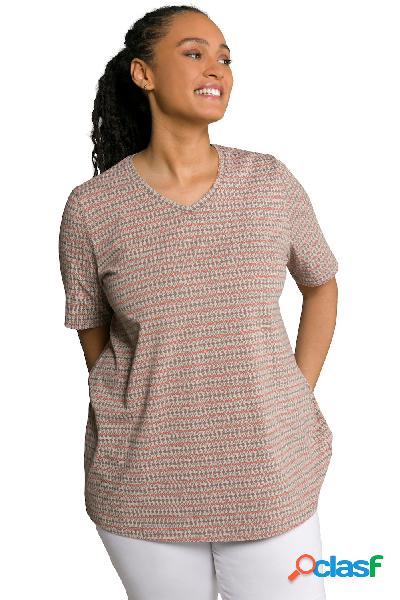 T-shirt, pieghe decorative, taglio svasato, scollo a V,