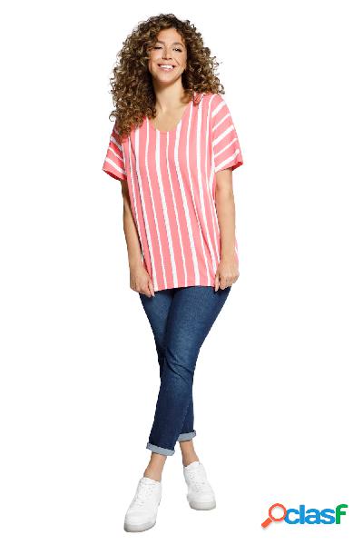 T-shirt, righe, oversize, mezze maniche, Donna, Rosa,