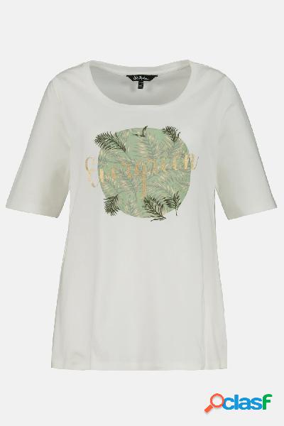 T-shirt, scritta Evergreen, ricami, classic, Donna, Grigio,