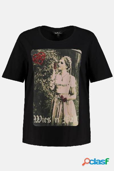 T-shirt, stampa fotografica Wies n Madl, regular, ricamo,