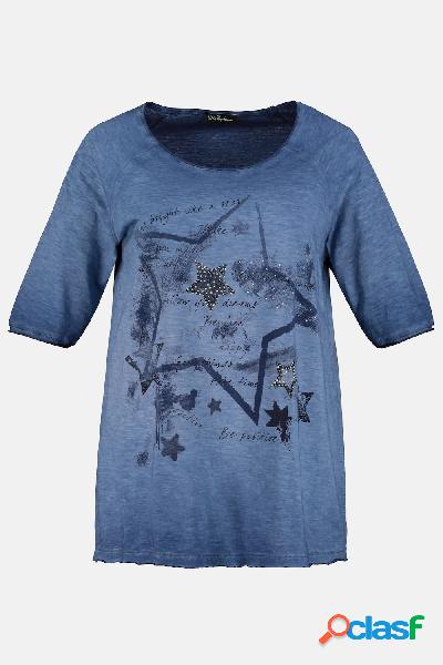 T-shirt, stelle, classic, tintura a freddo, glitter, Donna,