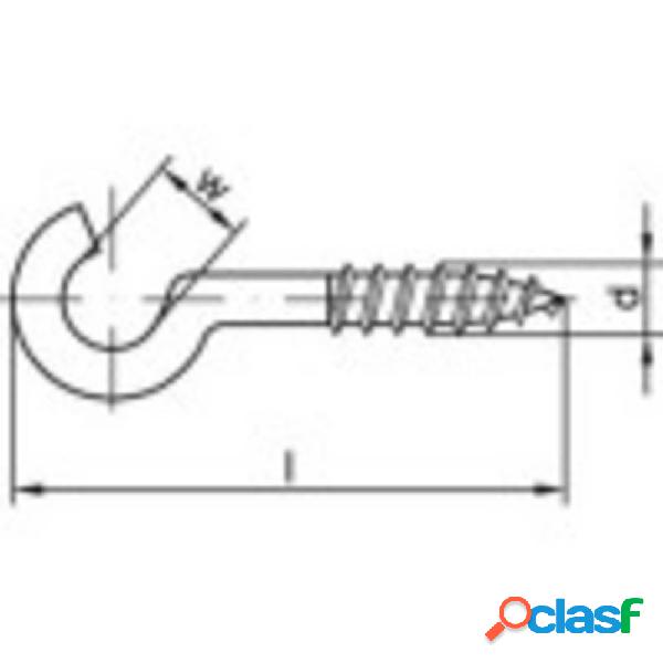 TOOLCRAFT Gancio curvo a vite 40 mm in acciaio zincato 100