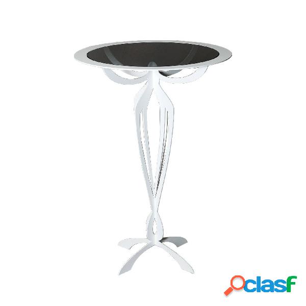 Tavolino alto minerva in metallo, diam.50x70h, colore Bianco