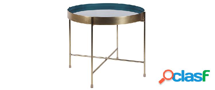 Tavolino da salotto con ripiano reversibile blu anatra /