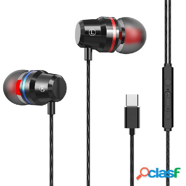 Tipo-c In-ear in metallo Auricolare Cuffie con controllo