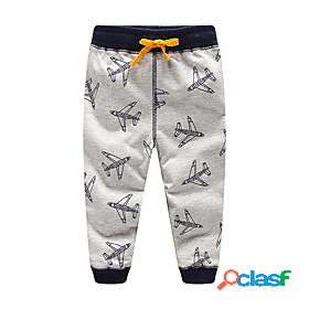 Toddler Boys Pants Gray Drawstring Print Basic Fall 1-5