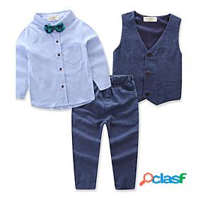 Toddler Kids Boys Suit Vest Shirt Pants Clothing Set Long