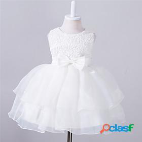 Toddler Little Dress Girls Solid Color Bow Wedding