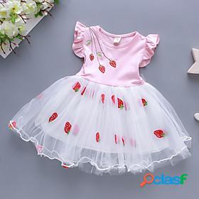 Toddler Little Girls' Dress Fruit Tulle Dress Embroidered