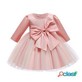 Toddler Little Girls Dress Solid Colored Pearl Pegeant Tutu