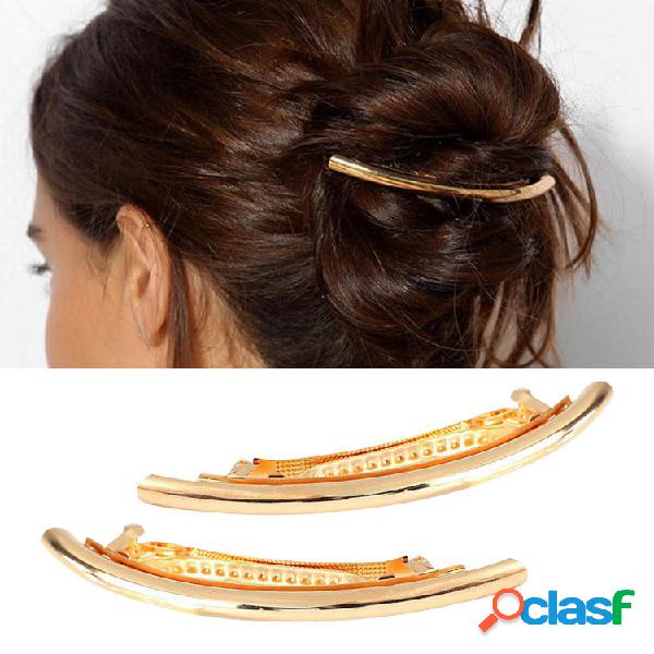 Trendy Capelli Clips Alloy Mental Silver Gold Curve Simple
