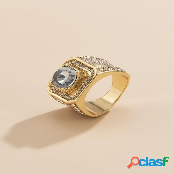 Trendy Hip Hop Full Rhinestones intagliato brillante anello