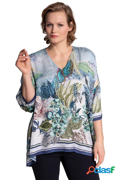 Tunica oversize con design floreale, scollatura a V e