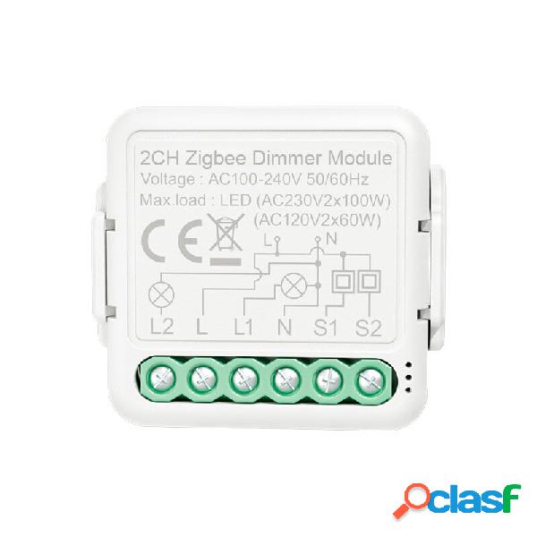 Tuya Zigbee3.0 2CH Dimmer Smart Switch Controller Modulo 2