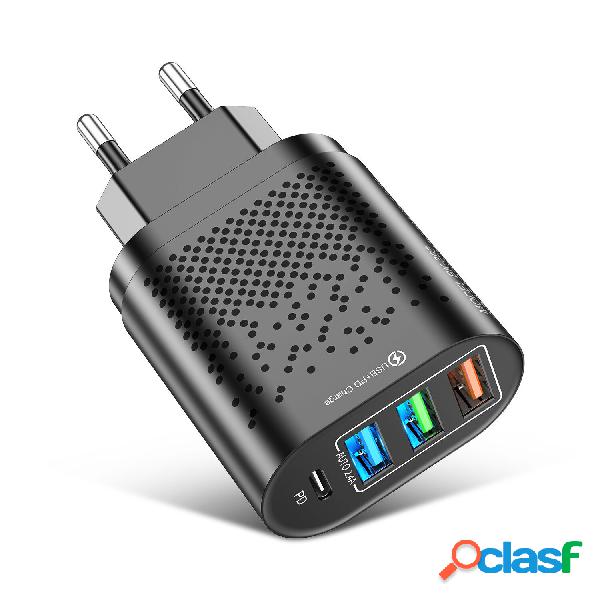 USLION 4 in 1 Caricabatterie rapido 3xUSB PD USB Tipo-C PD