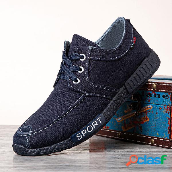 Uomo Canvas Traspirante Comodo Soft Suola antiscivolo Lace