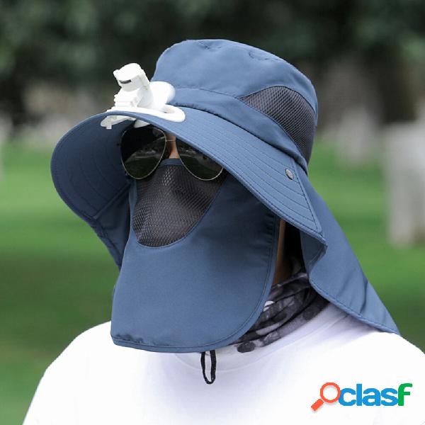 Uomo Mesh traspirante Maschera Tenda lungo mantello Cappello
