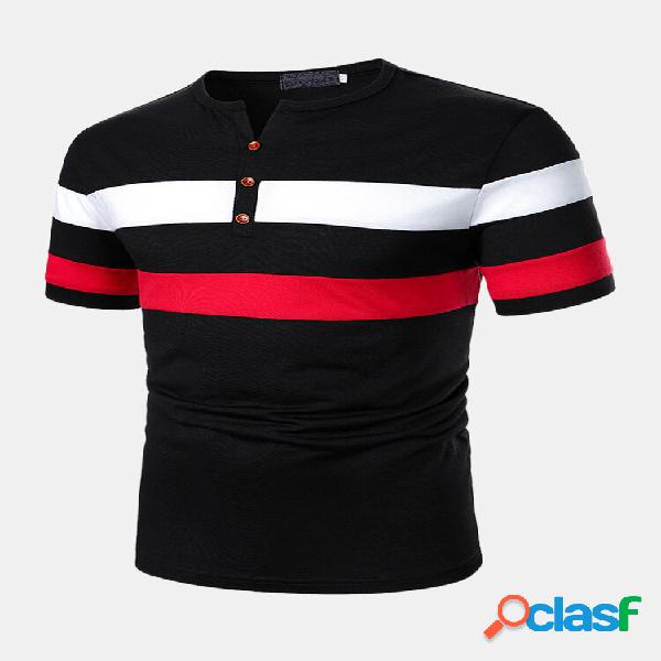 Uomo Patchwork Fit mezzo bottone Soft Polo da lavoro formali