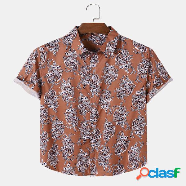 Uomo Retro Style Stampa Paisley Risvolto Pulsanti Up Leisure