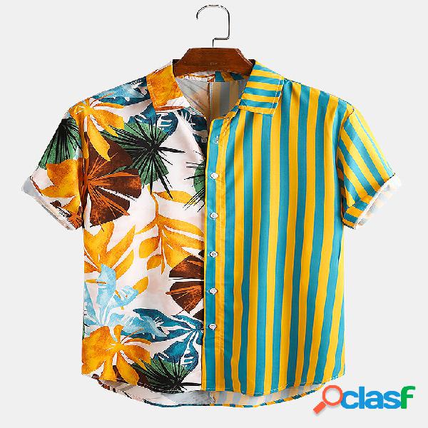 Uomo Tropical Leaf Colorful Camicie casual da vacanza a