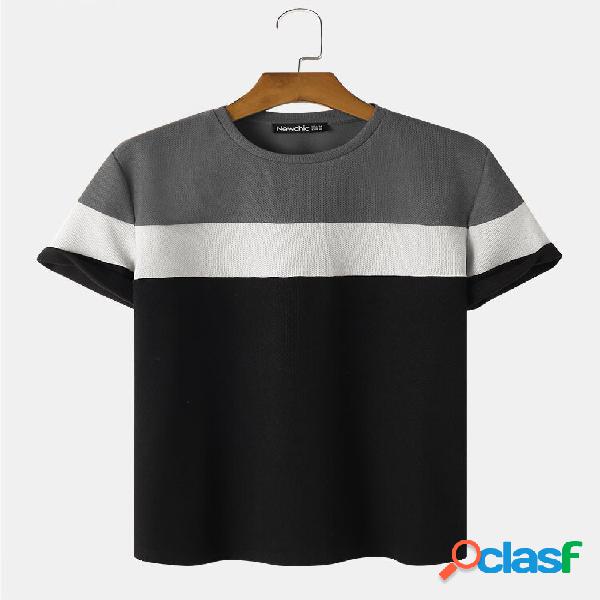 Uomo Veins Patchwork Plain Color Crew Collo T-Shirts