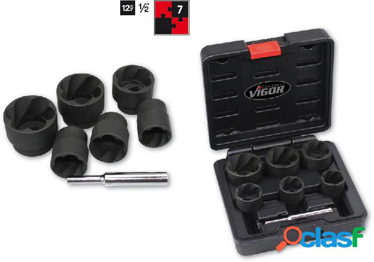 Vigor V3741 Kit inserti a bussola elicoidali 7 parti 1/2