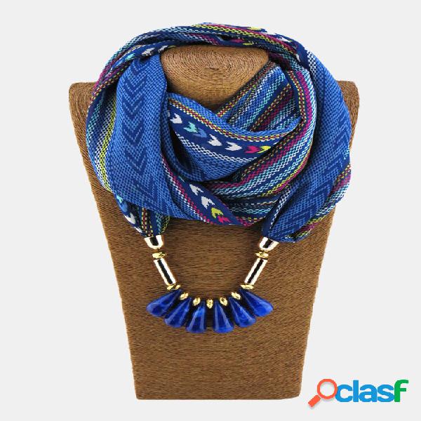 Vintage Colorful Collana con sciarpa in chiffon stampato da