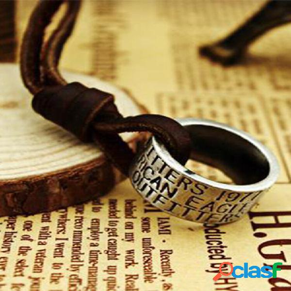 Vintage Simple Men Women Letter Digital Ring Collana con