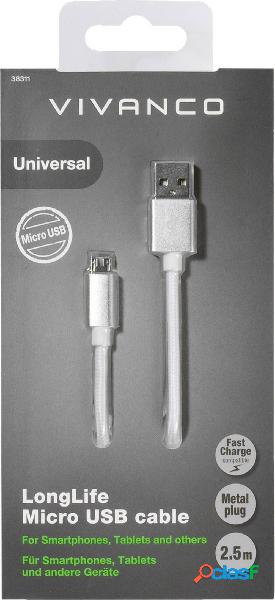 Vivanco Cavo USB USB 2.0 Spina USB-A, Spina USB-Micro-B 2.50