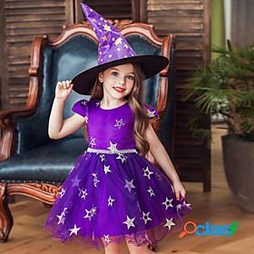 Witch Dress Hat Girls Kids Vacation Dress Cute Halloween