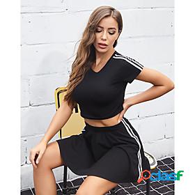 Women Basic Striped Daily Wear Festival Two Piece Set Skirt