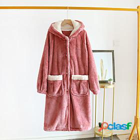 Womens 1 pc Pajamas Robes Gown Bathrobes Plush Comfort Pure