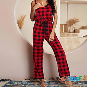 Womens 1 pc Pajamas Sets Simple Comfort Sweet Grid / Plaid