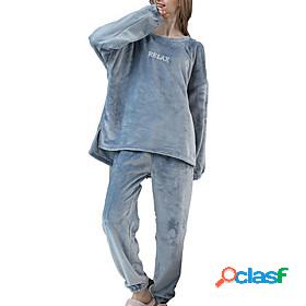 Womens 1 set Pajamas Sets Plush Casual Comfort Letter