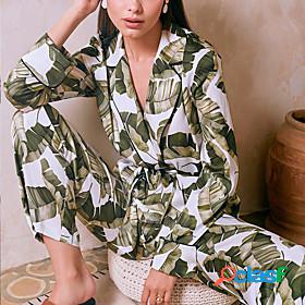Womens 1 set Pajamas Sets Satin Fashion Comfort Plant