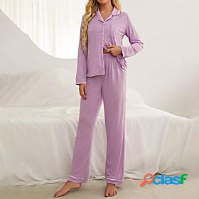 Womens 1 set Pajamas Sets Simple Hot Fashion Pure Color