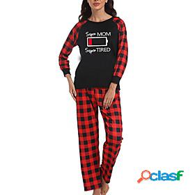 Womens 1 set Pajamas Sets Simple Soft Sweet Cartoon Grid /