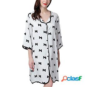 Womens 1pc Pajamas Nightgown Soft Bow Polyester Home Party