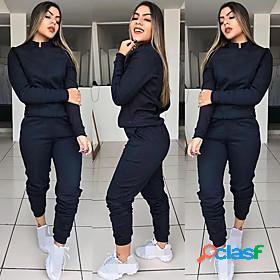 Womens 2 Piece Full Zip Street Casual Tracksuit Sweatsuit