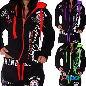 Womens 2 Piece Full Zip Tracksuit Sweatsuit Casual