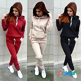 Womens 2 Piece Tracksuit Sweatsuit Street Casual Long Sleeve