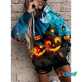 Womens 3D Pumpkin Hoodie Sweatshirt Front Pocket Print 3D