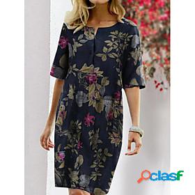 Womens A Line Dress Knee Length Dress Red Navy Blue Beige