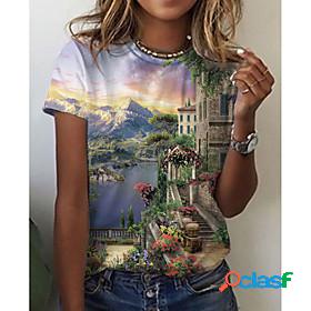 Womens Abstract 3D Printed Painting T shirt Scenery 3D Print