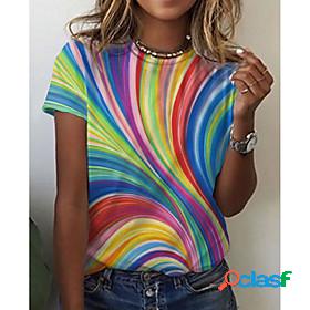 Womens Abstract Geometric Painting T shirt Color Block Print