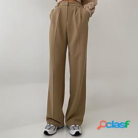 Womens Basic Fashion Pocket Dress Pants Full Length Pants